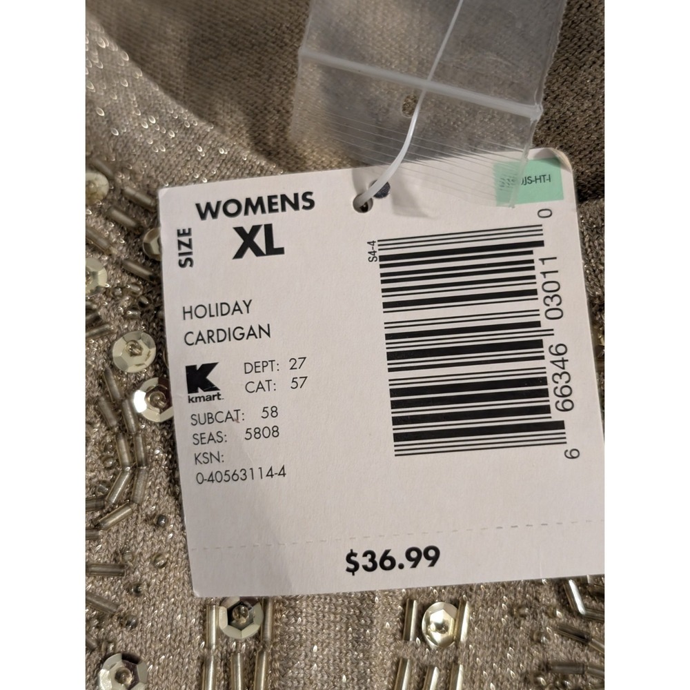 NWT Vintage Jaclyn Smith Gold Shimmer Hand Beaded Cardigan Sweater Size XL - Picture 12 of 13